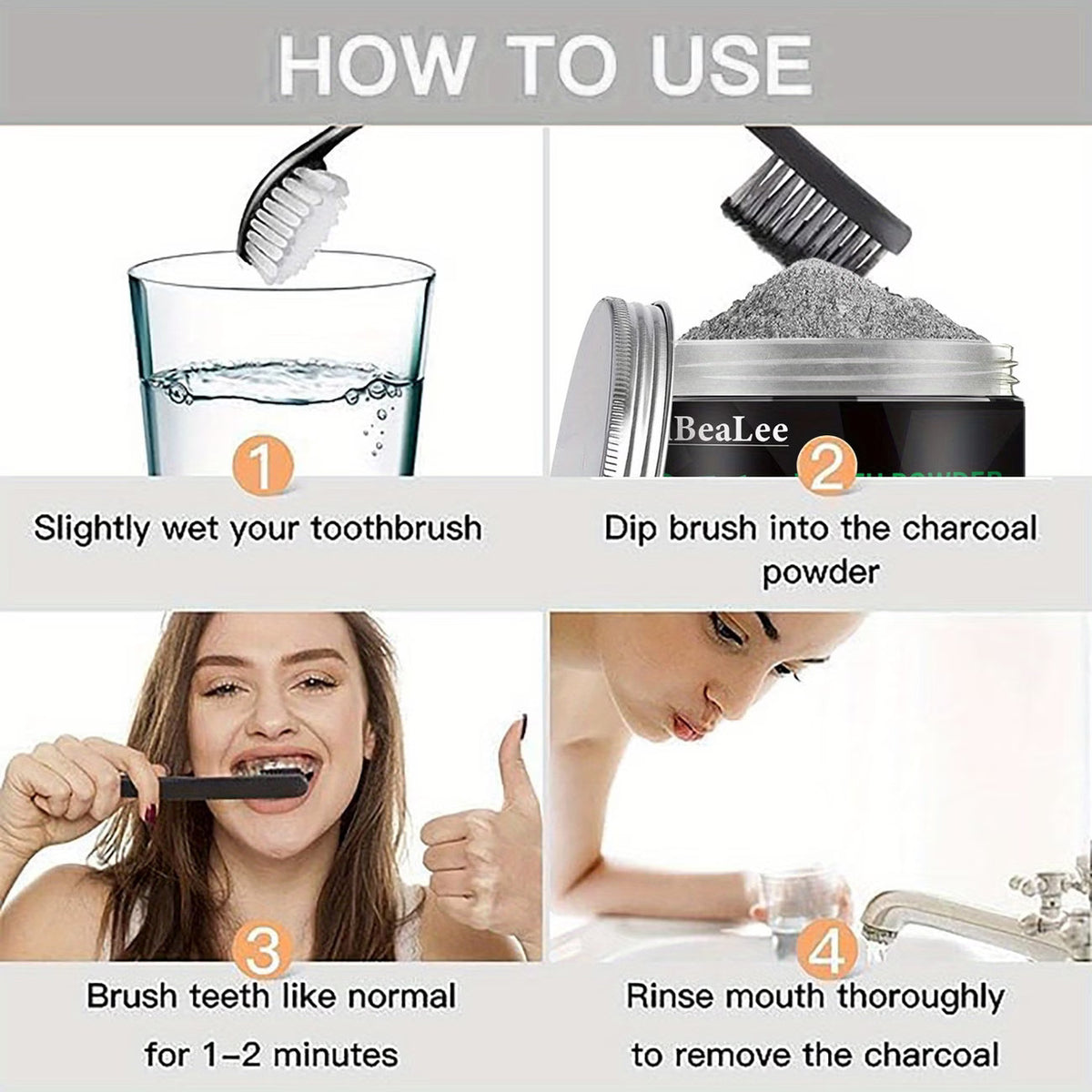 Black Charcoal Teeth Whitening Powder (2.11 oz)